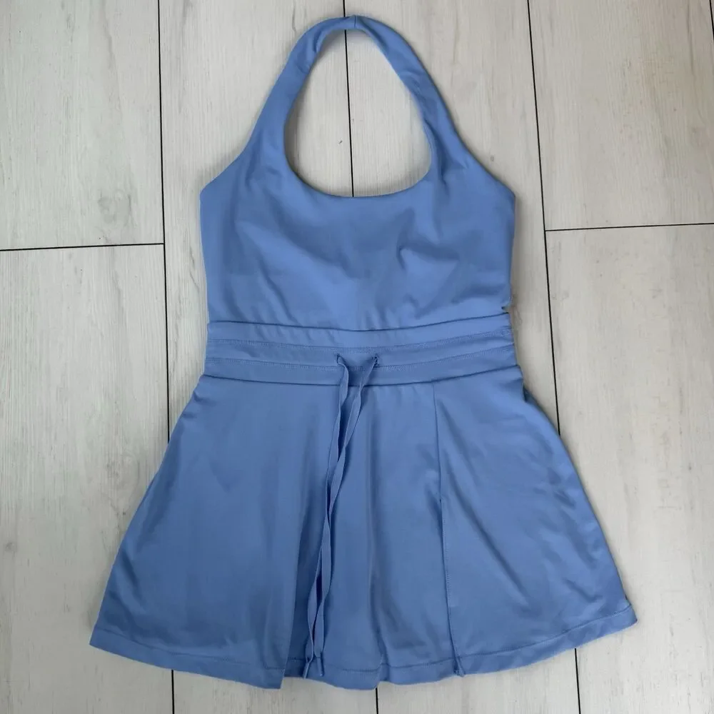 Blogilates Women's Small Game Set Match Halter Active Dress - Steel Blue